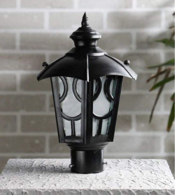 Das-GL-P Lighthouse Metal Black Umbrella Decorative Exterior Outdoor/Gate/Garden/Pillar Lights Lamp (Pack of 2) - Black, NA